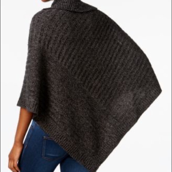 Karen Scott Sweaters - S/M Black & Gray Asymmetrical Poncho